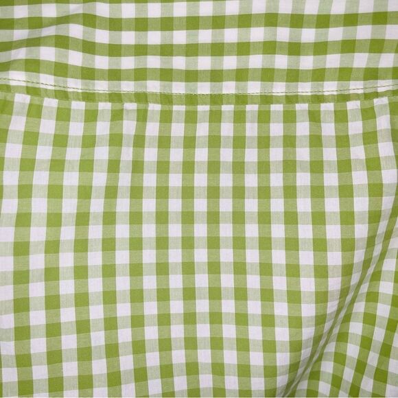 Tory Burch Lime Green Button Down Belted Gingham Cotton Shirt Tie Sleeve 6 - Picture 8 of 10